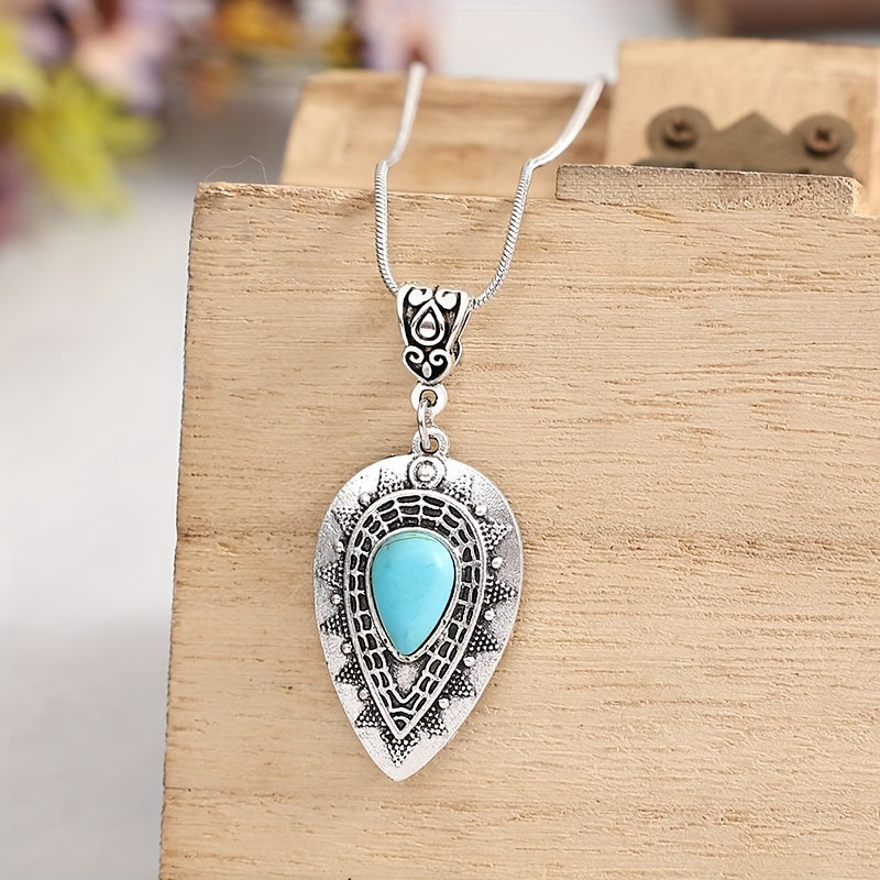 Arlisse Turquoise Teardrop Necklace | White Gold