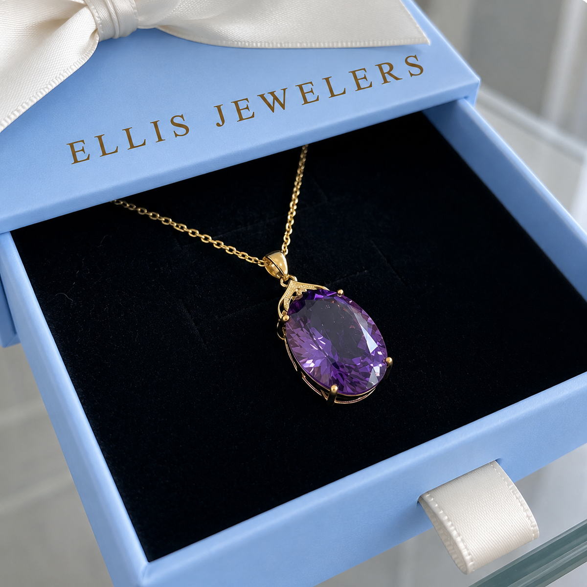 Amethyst Imperial Oval Necklace | Gold