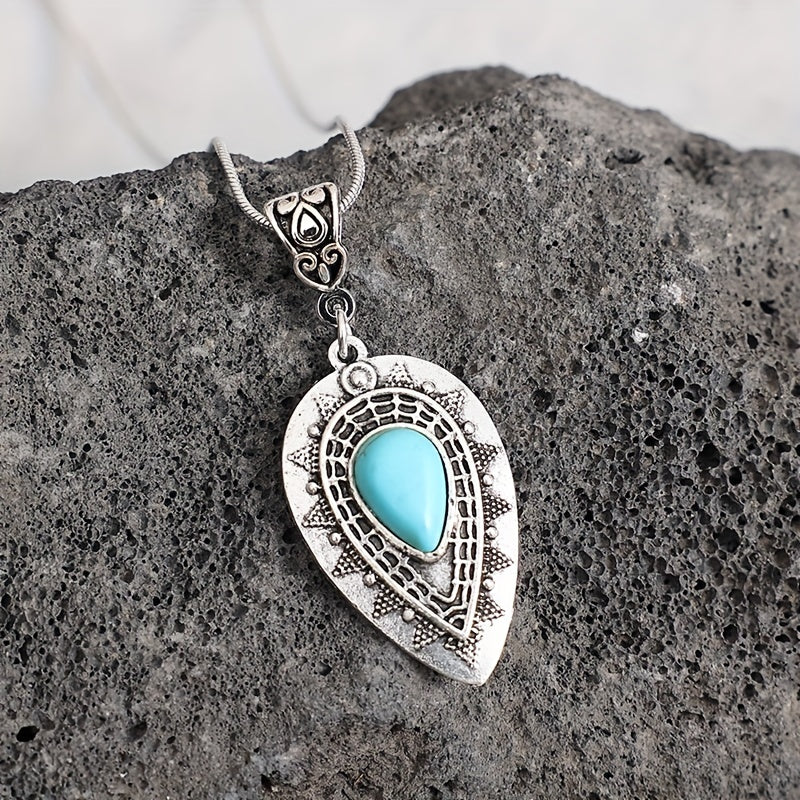 Arlisse Turquoise Teardrop Necklace | White Gold