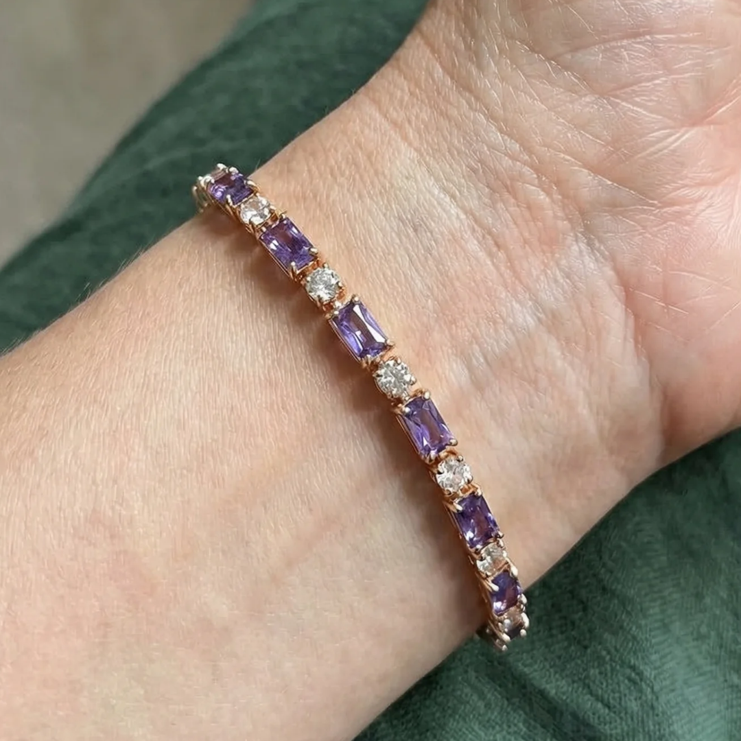 Amethyst Prism Tennis Bracelet | Rose Gold