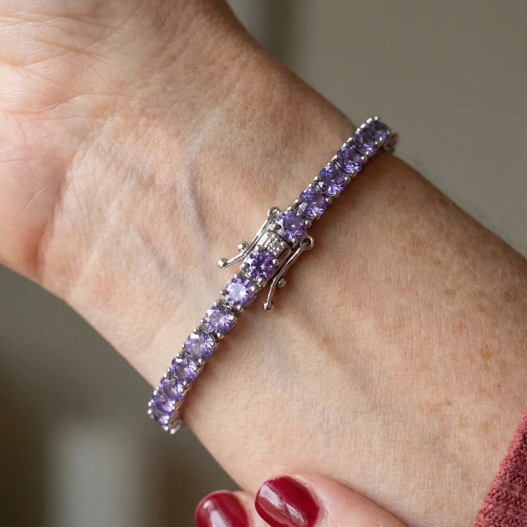 Amethyst Tennis Bracelet | White Gold