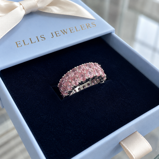 Blush Cascade Eternity Ring | White Gold