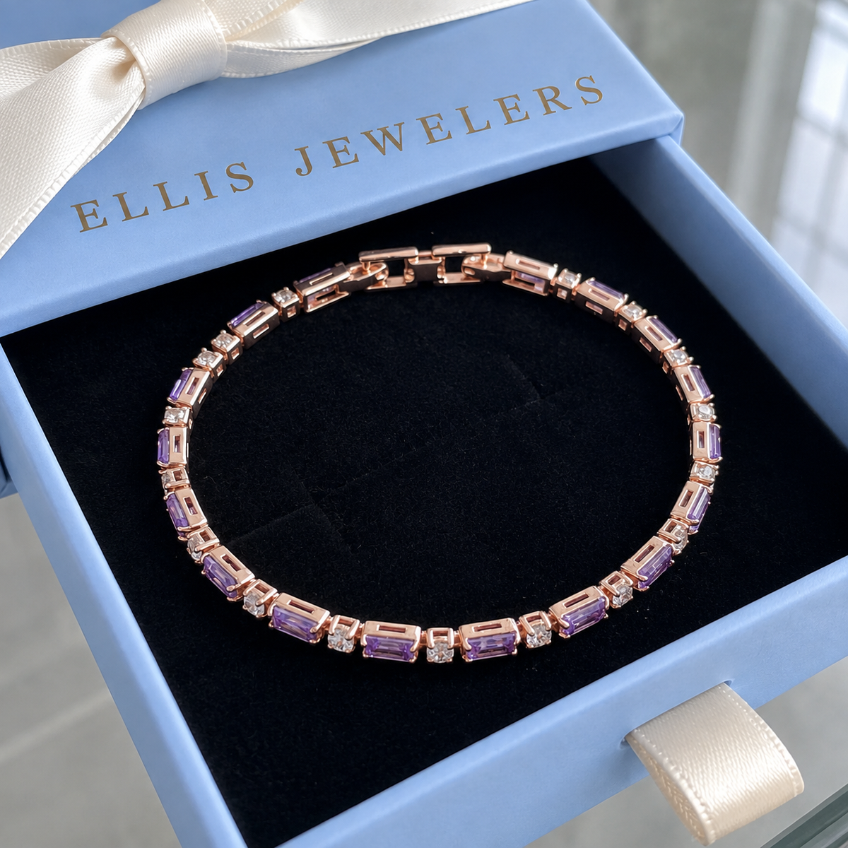 Amethyst Prism Tennis Bracelet | Rose Gold