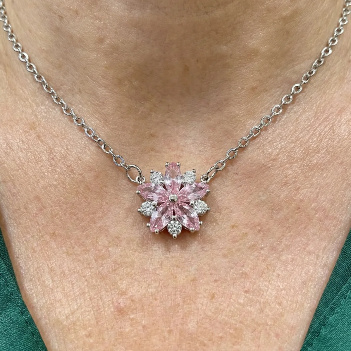 Cherry Blossom Necklace | White Gold