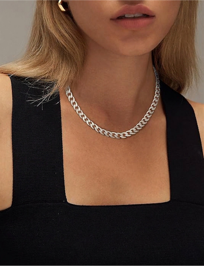 Chunky Cuban Link Necklace | White Gold