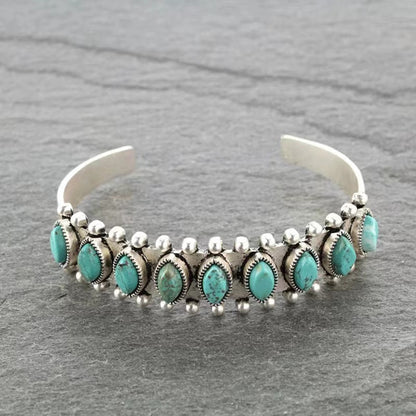 Azmira Turquoise Cuff Bracelet | White Gold