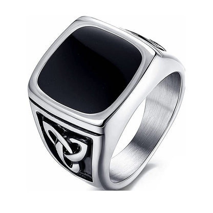 Black Onyx Signet Ring | White Gold