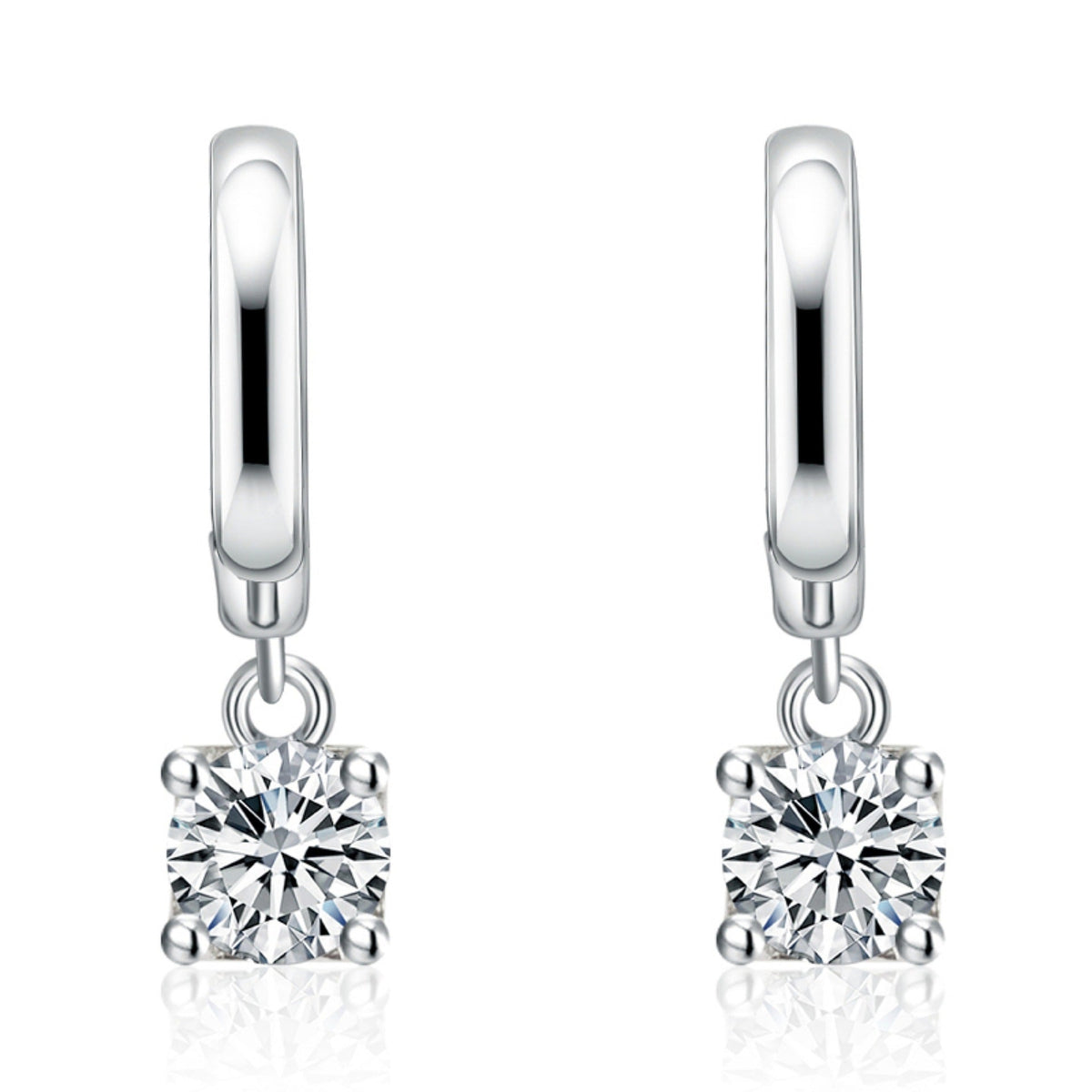Aurora Square Drop Earrings | White gold