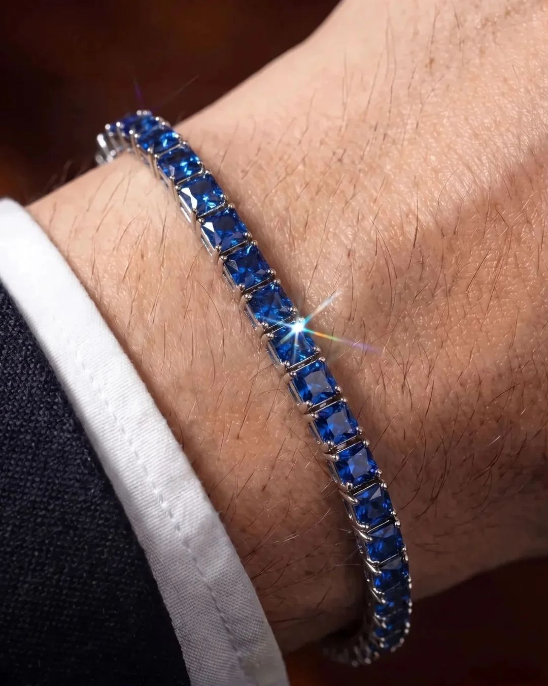 Square Tennis Bracelet | Sapphire Ellis Blue Silver