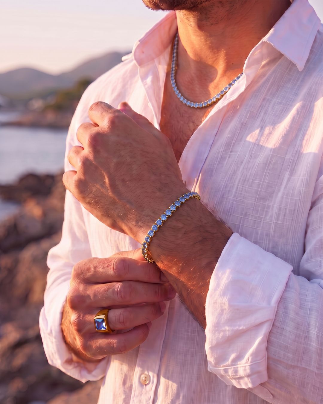 Tennis Bracelet | Aquamarine Blue 14K Gold